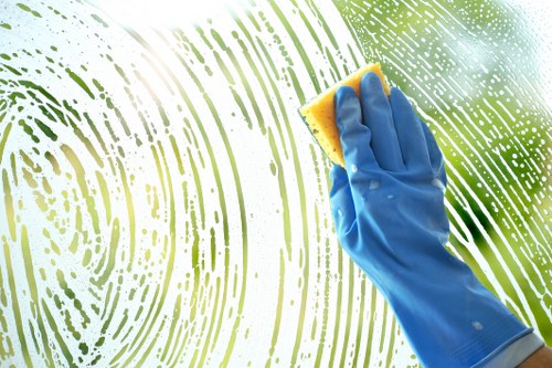 Cleaning technician preparing carpet cleaning equipment at a property