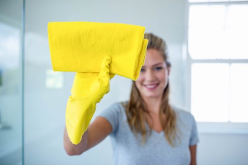 Technician vacuuming a mattress during cleaning